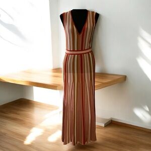 Elegant Multicolor Striped Maxi Dress